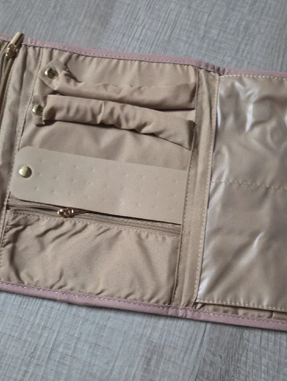 Travel Jewelry Organizer Pouch in Pink and Beige